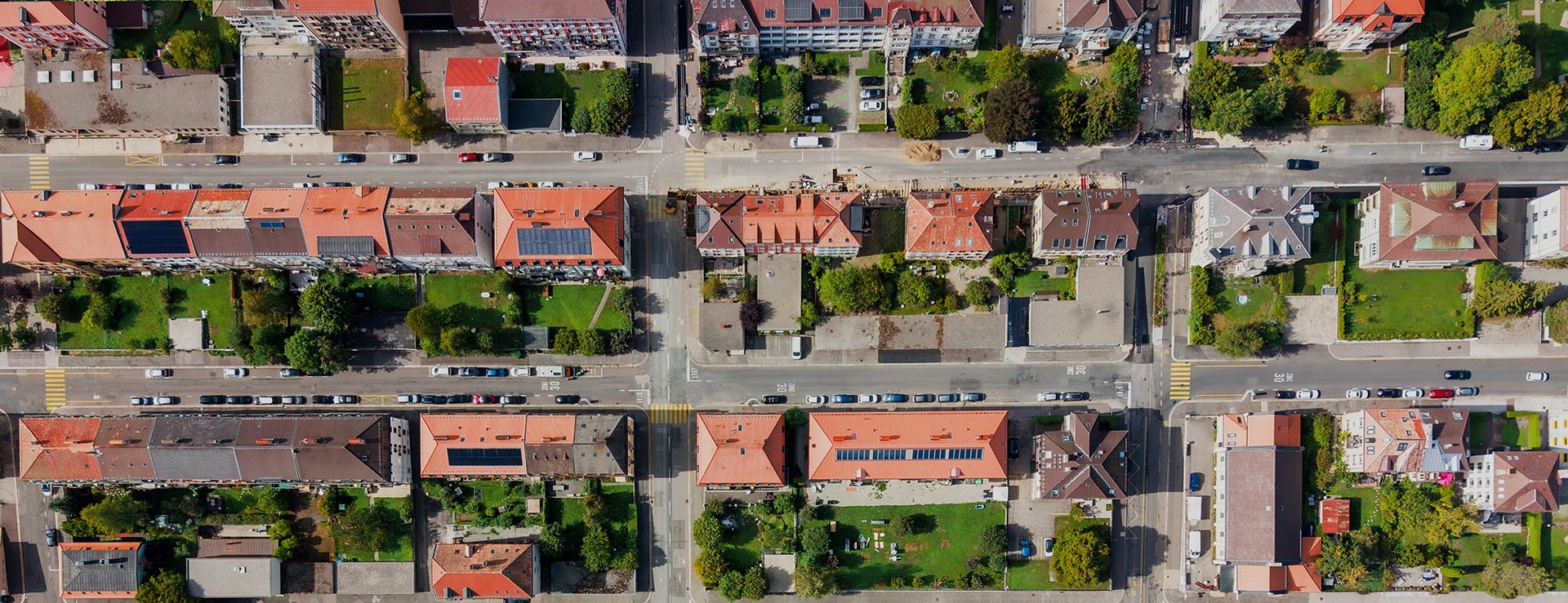 Vue aérienne d’un quartier de ville